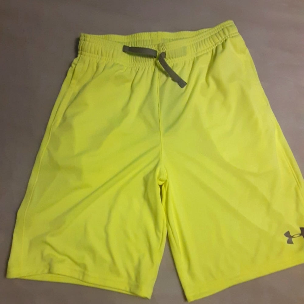 Under Armour athletic shorts YLarge, neon yellow. NWT